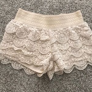 Layered cream boho shorts